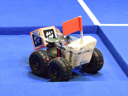 South Wilts Grammar School's volcano-climbing robot in the caldera